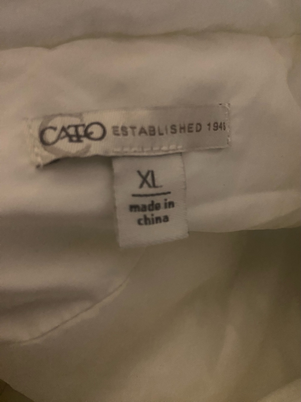 Cato Women’s White Jacket Label View